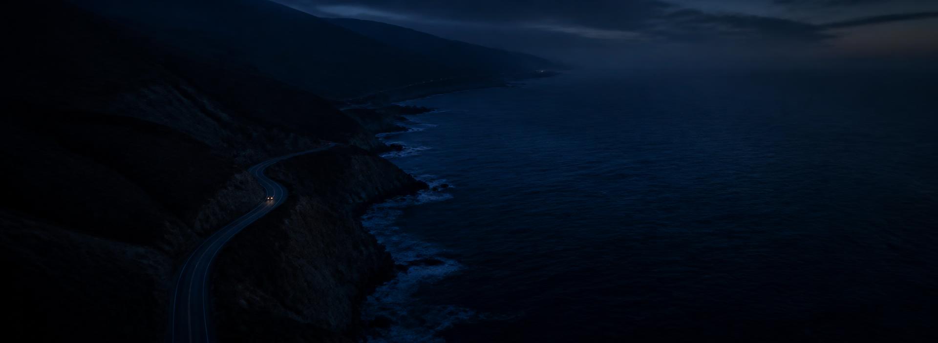 Coastal road at dusk along the South African shoreline